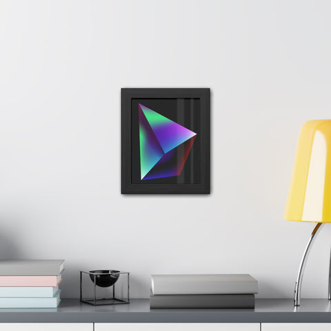 Omega 3 - Minimalist Geometric Framed Poster - Vibrant 3D Triangle Art for Modern Decor