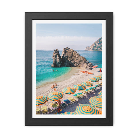 Coastal Beach Umbrellas - Framed Poster Art - Bright Summer Vibes