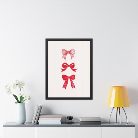With a bow 3 - Charming Red Bow Framed Poster - Perfect Holiday Decor