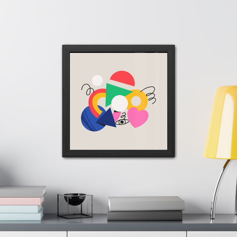Cluster 1 - Vibrant Abstract Framed Poster - Modern Geometric Wall Art for Home Decor