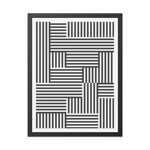 Gridline 4 - Modern Black and White Framed Poster - Minimalist Geometric Wall Art for Home Decor