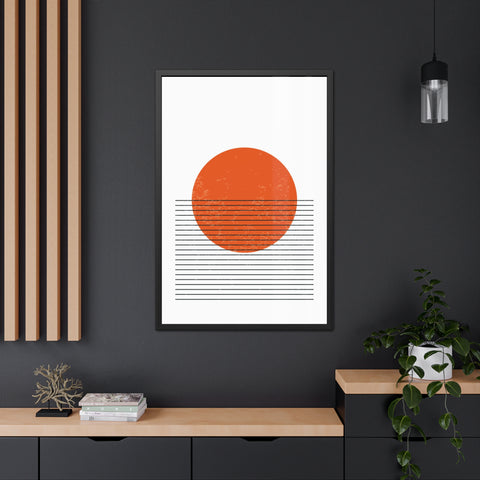 Ink Stamp 3 - Minimalist Sunset Framed Poster - Modern Home Decor Art