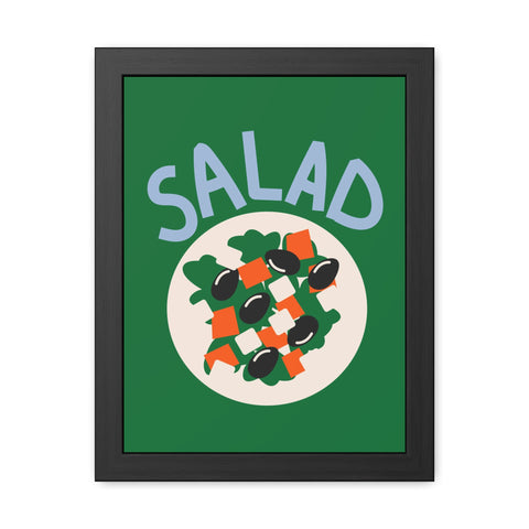 Whimsical Salad Framed Poster - Fun Kitchen Decor for Food Lovers