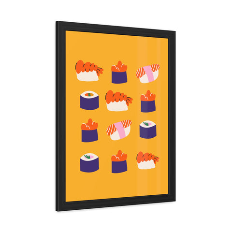 Whimsical Sushi Framed Poster - Colorful Japanese Cuisine Art