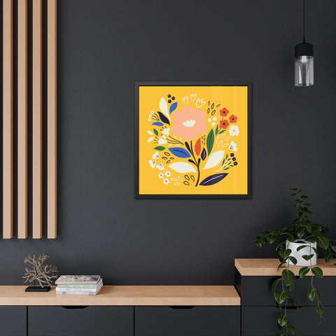 Bloom 1 - Bright Floral Framed Poster - Cheerful Wall Art for Home Decor