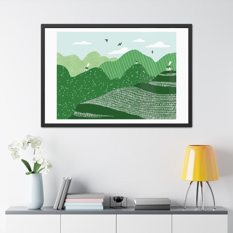 Greenscape - Serene Green Landscape Framed Poster - Nature Wall Art for Home Decor