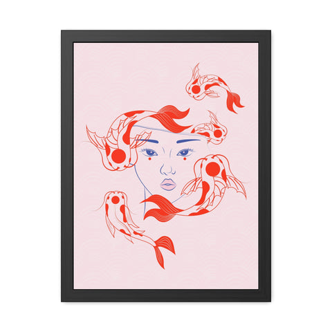Koi Fish Art Framed Poster - Serene Wall Decoration for Home Decor Enthusiasts