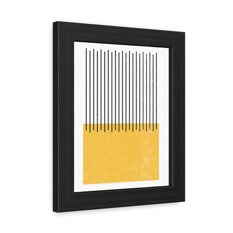 Ink Stamp 4 - Modern Minimalist Framed Poster - Abstract Yellow and Black Design