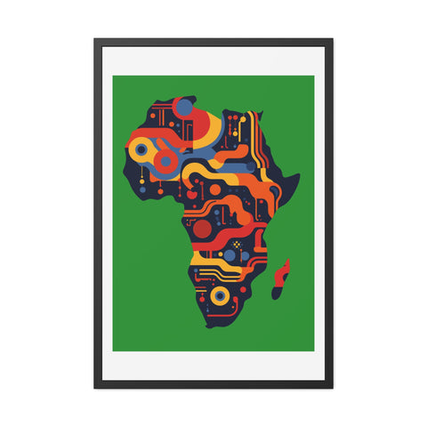 Africa 3 - Colorful African Map Framed Poster - Tech-Inspired Art for Modern Decor