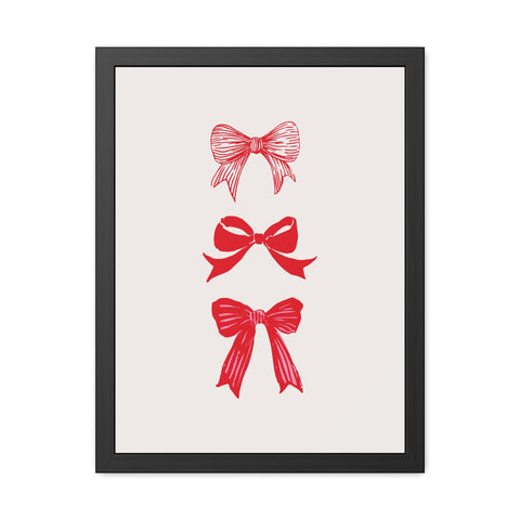With a bow 3 - Charming Red Bow Framed Poster - Perfect Holiday Decor