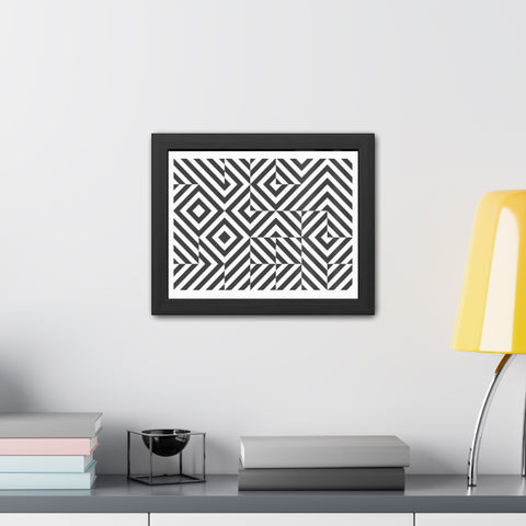 Horizon Grid 2 - Modern Geometric Framed Poster - Black and White Wall Art for Home Decor