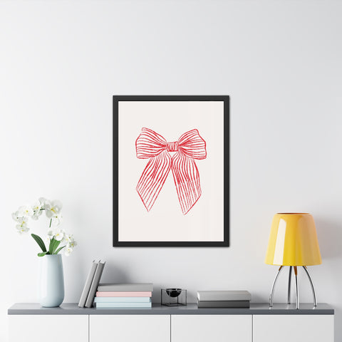 With a bow 1 - Elegant Red Ribbon Framed Poster | Holiday Decor & Gift