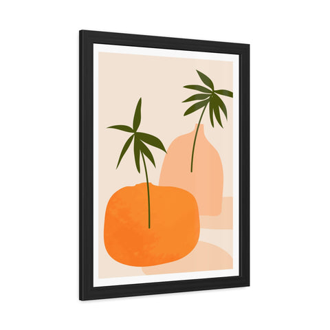 Agora 2 - Modern Framed Poster - Abstract Palm and Fruit Design for Home Decor