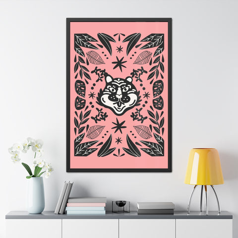 Mirror 3 - Whimsical Wolf Framed Poster - Playful Nature-Inspired Wall Art