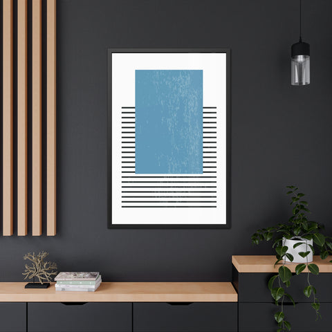 Ink Stamp 2 - Modern Minimalist Framed Poster - Blue Abstract Design for Home Decor