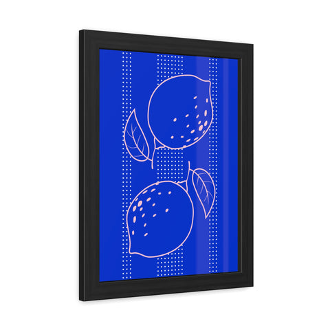 When life gives you lemons 1 - Citrus Lemon Framed Poster - Bright Blue Wall Art for Kitchen Decor