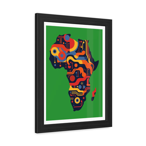 Africa 3 - Colorful African Map Framed Poster - Tech-Inspired Art for Modern Decor