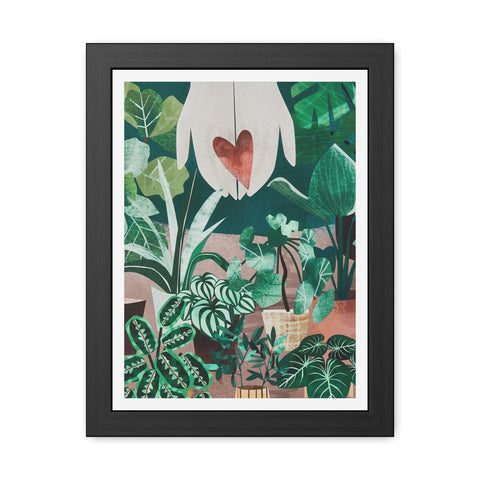 Green Thumb - Botanical Heart Framed Poster - Nature-Inspired Wall Art for Plant Lovers