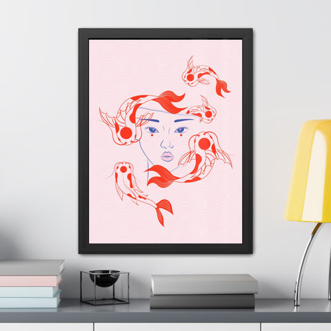 Koi Fish Art Framed Poster - Serene Wall Decoration for Home Decor Enthusiasts