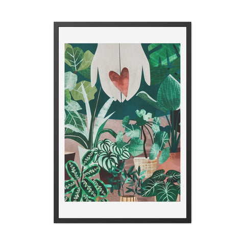 Green Thumb - Botanical Heart Framed Poster - Nature-Inspired Wall Art for Plant Lovers