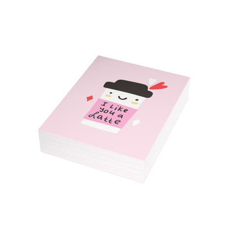 "I Like You a Latte" Cute Coffee Valentine Card — Love / Valentine Greeting Card - Illustrated, Funny, Snarky, Modern