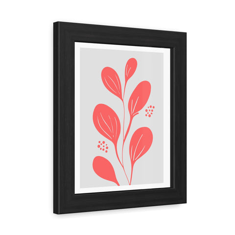 Stratica 3 - Modern Framed Floral Poster - Coral Leaf Design for Home Décor