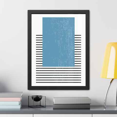 Ink Stamp 2 - Modern Minimalist Framed Poster - Blue Abstract Design for Home Decor