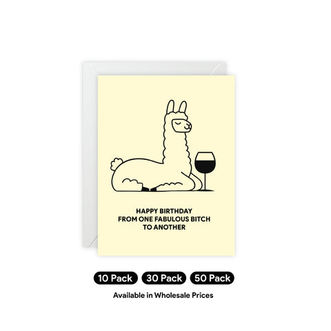 "Happy Birthday From One Fabulous Bitch to Another" Birthday Card – Birthday Greeting Card - Illustrated, Funny, Snarky, Modern