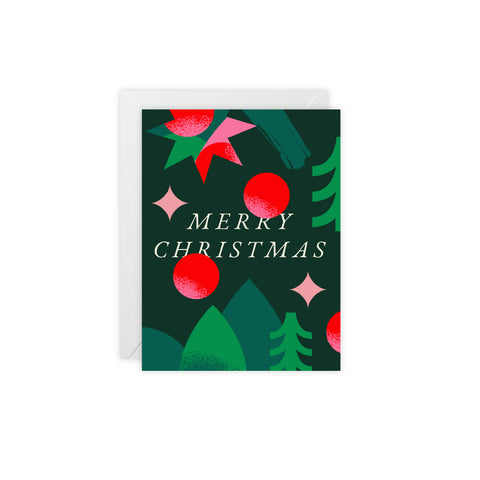 Merry Christmas Greeting Card — Christmas / Holiday Greeting Card - Illustrated, Beautiful, Modern