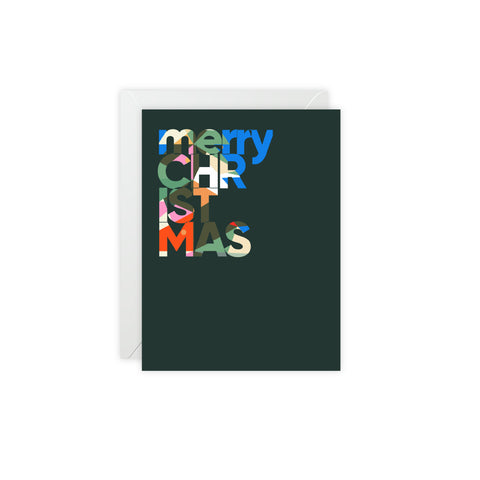 Colorful ‘Merry Christmas’ Christmas Greeting Card — Christmas / Holiday Greeting Card - Illustrated, Modern