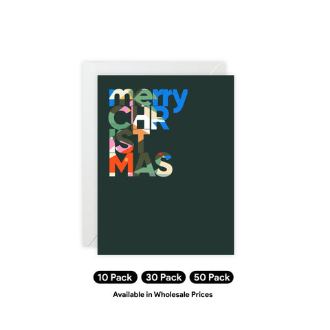 Colorful ‘Merry Christmas’ Christmas Greeting Card — Christmas / Holiday Greeting Card - Illustrated, Modern