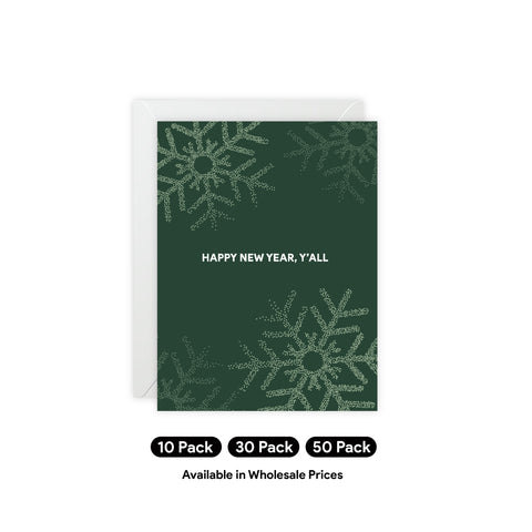 'Happy New Year, Y'all' Greeting Card —New Year / Holiday Greeting Card - Illustrated, Modern