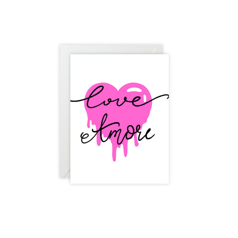 'Love è Amore' Pink Drip Heart Card — Love / Valentine Greeting Card - Illustrated, Funny, Snarky, Modern