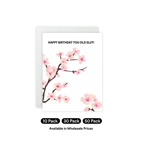 Happy Birthday you Old Slut - Floral Birthday Card — Birthday Greeting Card - Illustrated, Funny, Snarky, Modern