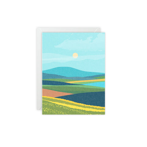 Scenic Sunrise Landscape Greeting Card — Abstract Greeting Card - Illustrated, Beautiful, any occasion