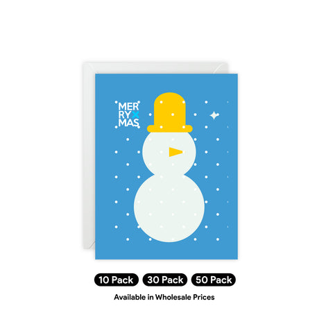 "Merry Xmas" Snowman Greeting Card — Christmas / Holiday Greeting Card - Illustrated, Modern