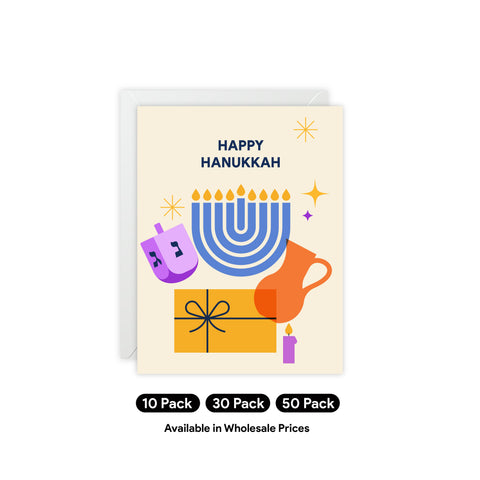 Hanukkah Greeting Cards – Hanukkah / Holiday Greeting Card - Illustrated, Modern