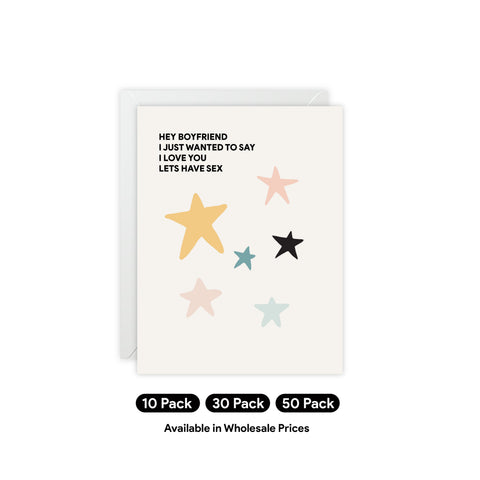 "Hey Boyfriend Lets Have Sex" Romantic Greeting Card — Love / Couple Greeting Card - Illustrated, Funny, Snarky, Modern