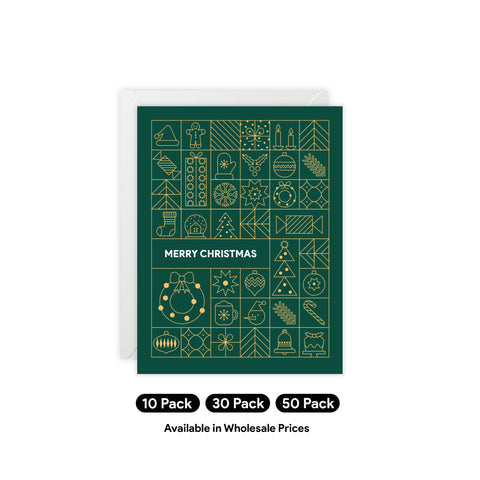 Green Christmas Greeting Card — Christmas / Holiday Greeting Card - Illustrated, Modern