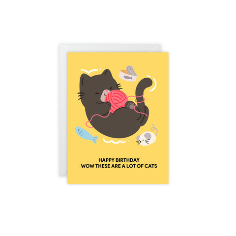 Happy Birthday Wow These ara a lot of cats — Birthday Greeting Card - Illustrated, Funny, Snarky, Modern