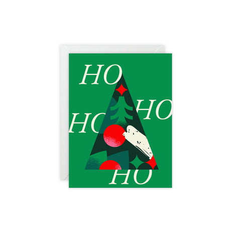 'HO HO HO HO' Christmas Tree Greeting Card — Christmas / Holiday Greeting Card - Illustrated, Funny, Snarky, Modern