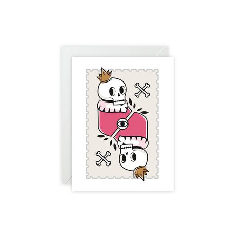 Gothic Skull & Heart Greeting Card — Valentine Greeting Card - Illustrated, Funny, Snarky, Modern