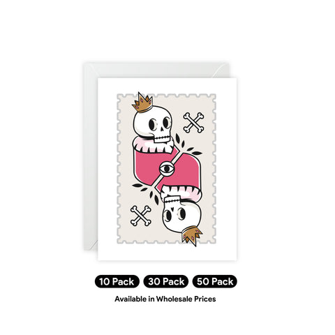 Gothic Skull & Heart Greeting Card — Valentine Greeting Card - Illustrated, Funny, Snarky, Modern