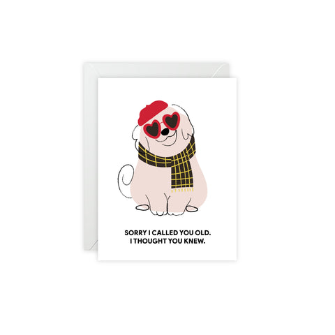 Funny Dog “Sorry I Called You Old, I Thought You Knew.” Birthday Card — Birthday Greeting Card - Illustrated, Funny, Snarky, Modern