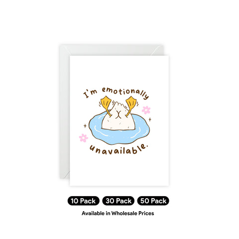 Cute “I’m Emotionally Unavailable” Greeting Card — Humorous Greeting Card - Illustrated, Funny, Snarky, Modern