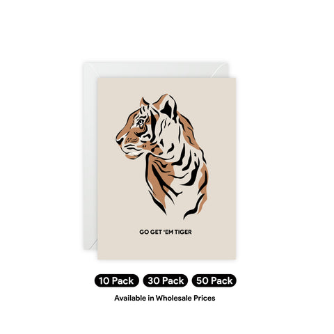 "Go Get 'Em Tiger" Motivational Greeting Card - Friendship / Best Friends Greeting Card - Illustrated, Funny, Snarky, Modern