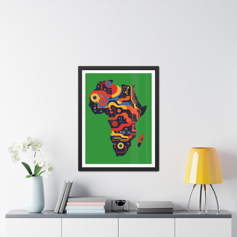 Africa 3 - Colorful African Map Framed Poster - Tech-Inspired Art for Modern Decor
