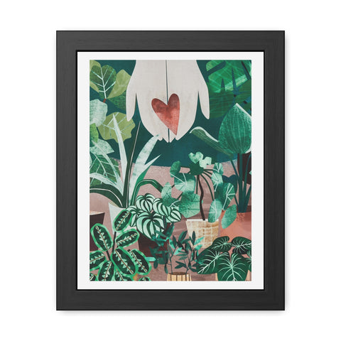Green Thumb - Botanical Heart Framed Poster - Nature-Inspired Wall Art for Plant Lovers