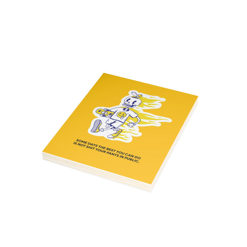 "Some Days the Best You Can Do Is Not Shit Your Pants in Public" Humorous Skeleton Greeting Card — Friendship / Best Friends Greeting Card - Illustrated, Funny, Snarky, Modern