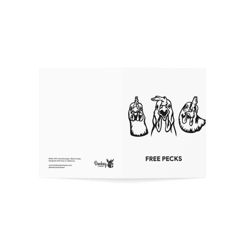 “Free Pecks”Chick en Greeting Card — Humorous Greeting Card - Illustrated, Funny, Snarky, Modern